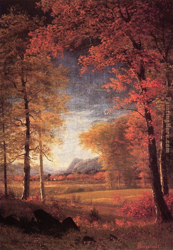 Autumn in America Oneida County New York painting - Albert Bierstadt Autumn in America Oneida County New York art painting